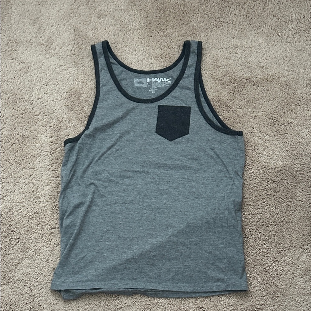 Tony Hawk Gray Tank Top with Black Trim and Pocket